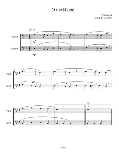 O the Blood (Cello Duet) (arr. B. C. Dockery)