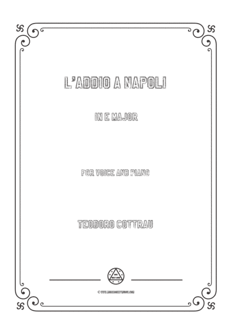 Cottrau-L'addio a Napoli in E Major,for voice and piano (arr. MSM)
