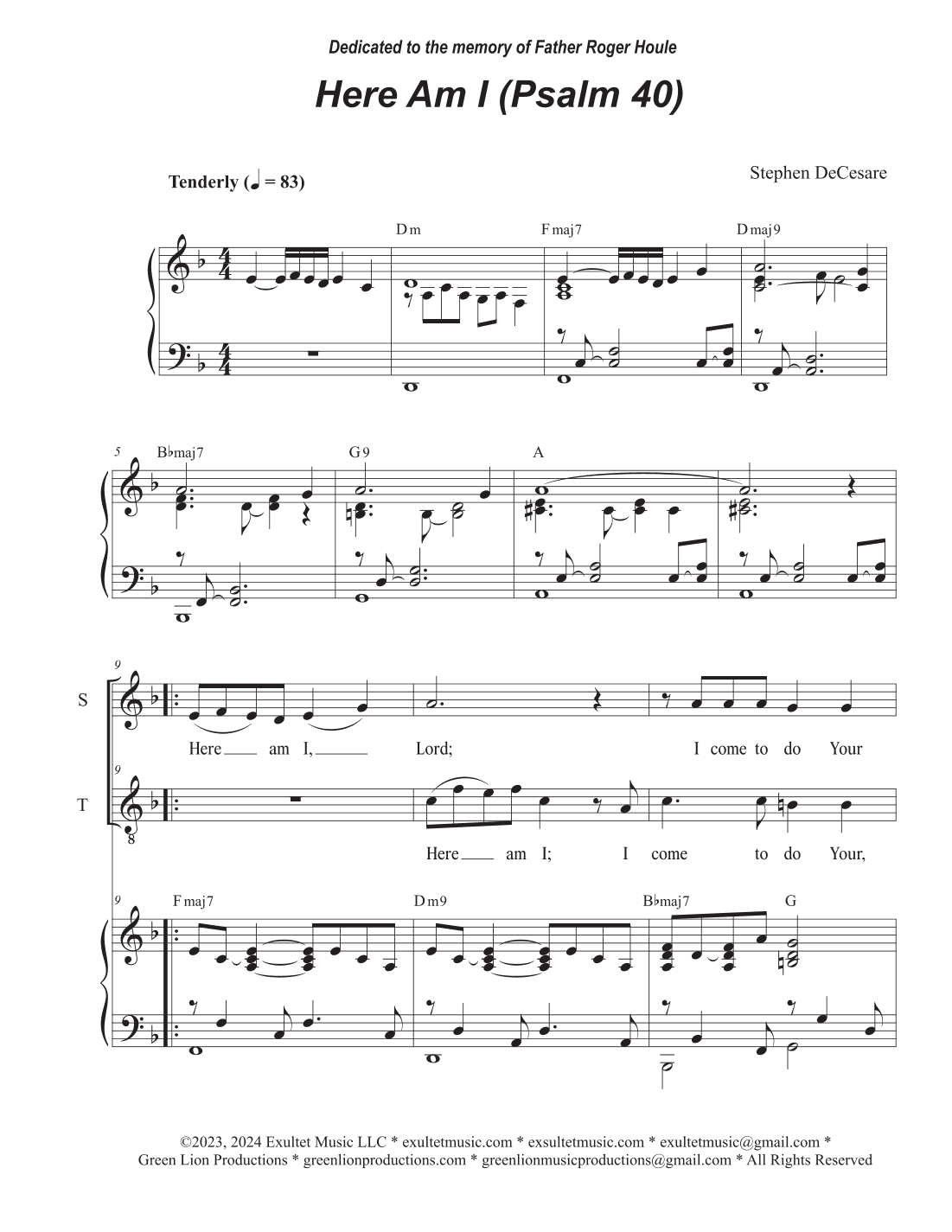 Here Am I (Psalm 40) (2-part choir - (Soprano and Tenor)