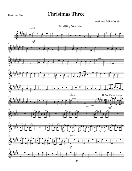 Christmas Three for SATB Sax Quartet (arr. Mike Curtis)