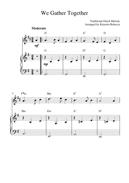 We Gather Together (English horn solo and piano accompaniment) (arr. Kaiserin Rebecca)