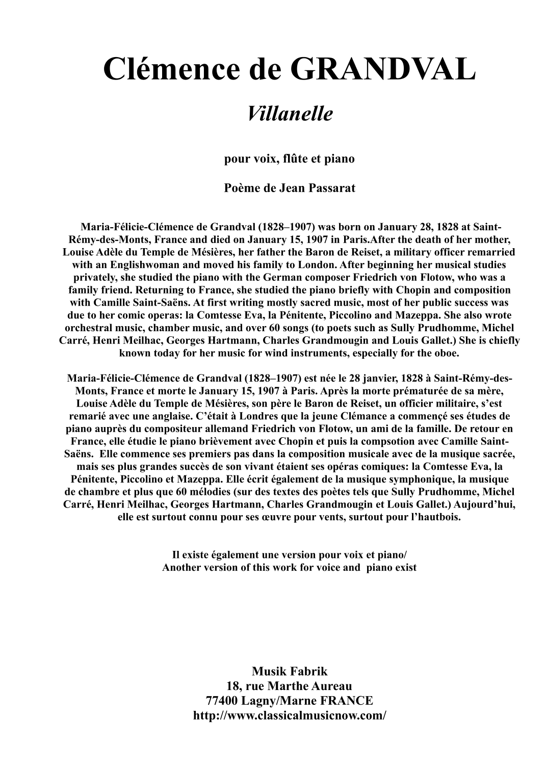 Villanelle (arr. Paul Wehage (édition))