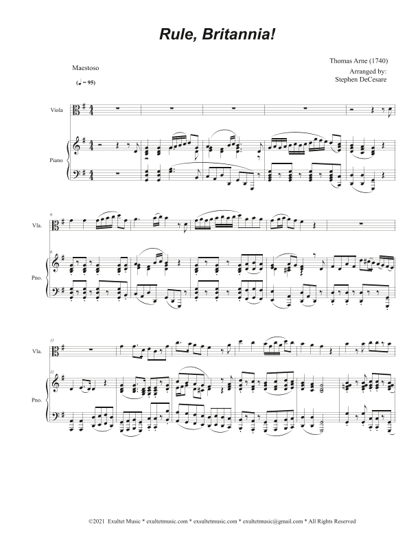 Rule, Britannia! (Viola solo and Piano) (arr. Stephen DeCesare)