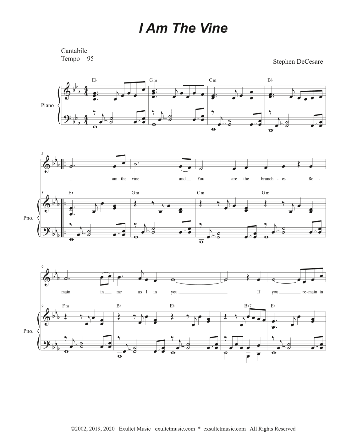 I Am The Vine (Unison choir)