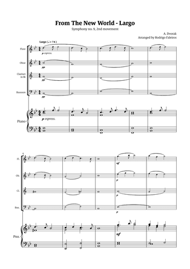 Largo (2nd movement of the Symphony no. 9 'From The New World') (arr. Rodrigo Faleiros)