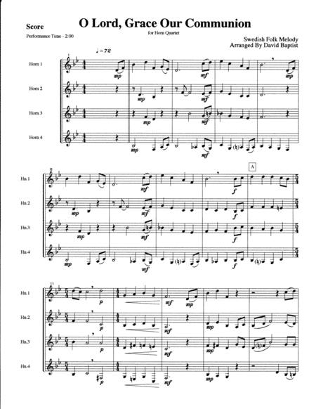 O Lord Grace Our Communion for French Horn Quartet (arr. David Baptist)