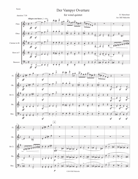 Der Vampyr for wind quintet (arr. Bill Malcolm)