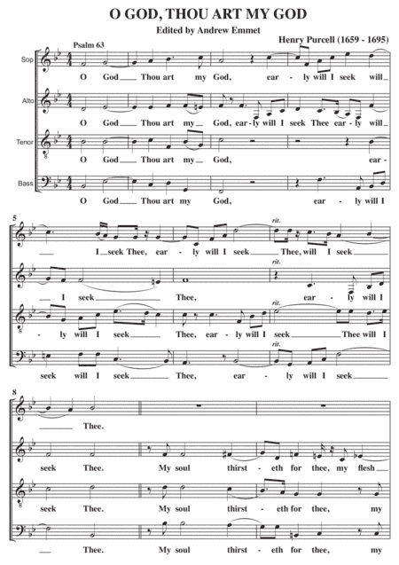 O God Thou Art My God A Cappella SATB (arr. Edited by Andrew Emmet)