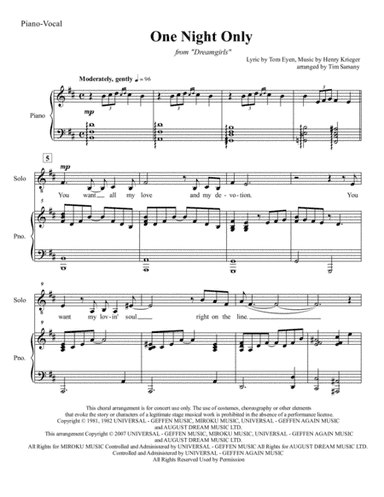 One Night Only (arr. Tim Sarsany)