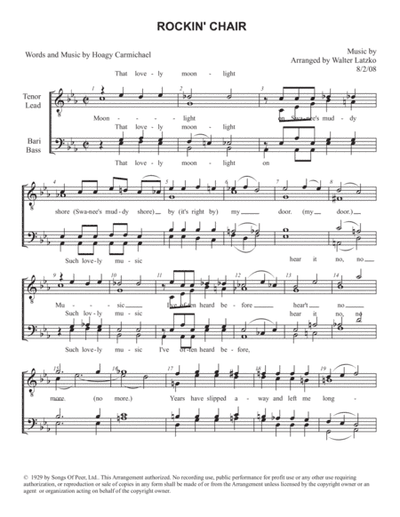Rockin' Chair (arr. Walter Latzko)