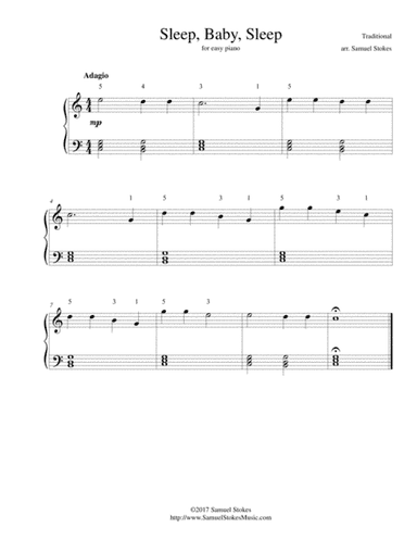 Sleep, Baby, Sleep - for easy piano (arr. Samuel Stokes)