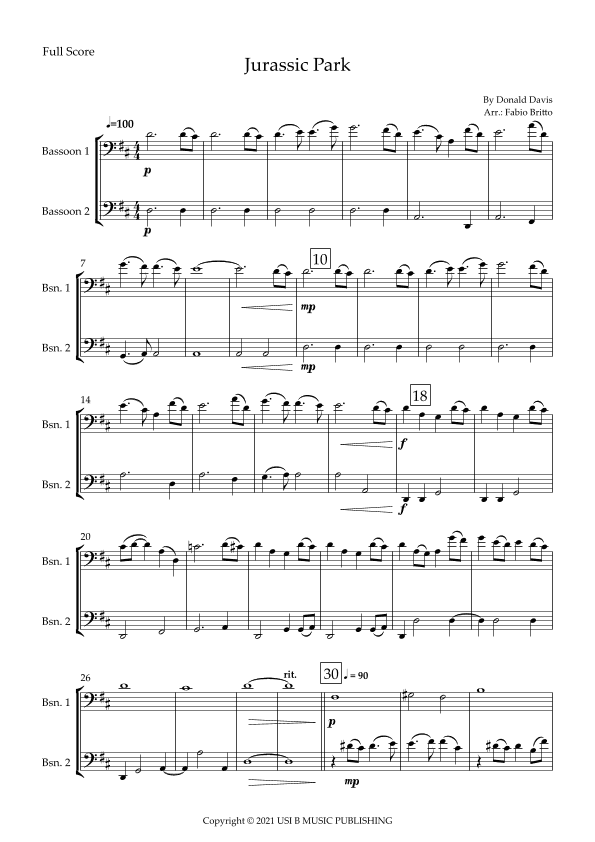 Jurassic Park Iii (arr. Fabio Britto)
