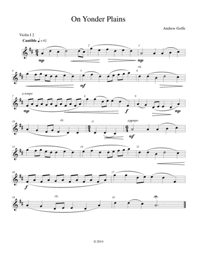 On Yonder Plains - Violin 1-2 - Part