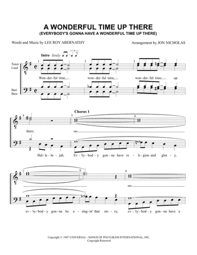 A Wonderful Time Up There (everybody's Gonna Have A Wonderful Time Up There) (arr. Jon Nicholas)