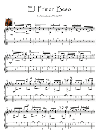 El Primer Beso guitar fingerstyle (arr. PianoSheetNow)