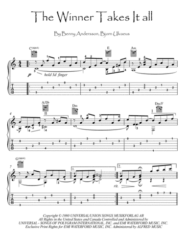 The Winner Takes It All (arr. PianoSheetNow)