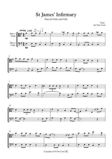 St James' Infirmary. Duet for Viola and Cello (arr. Tim Curd)