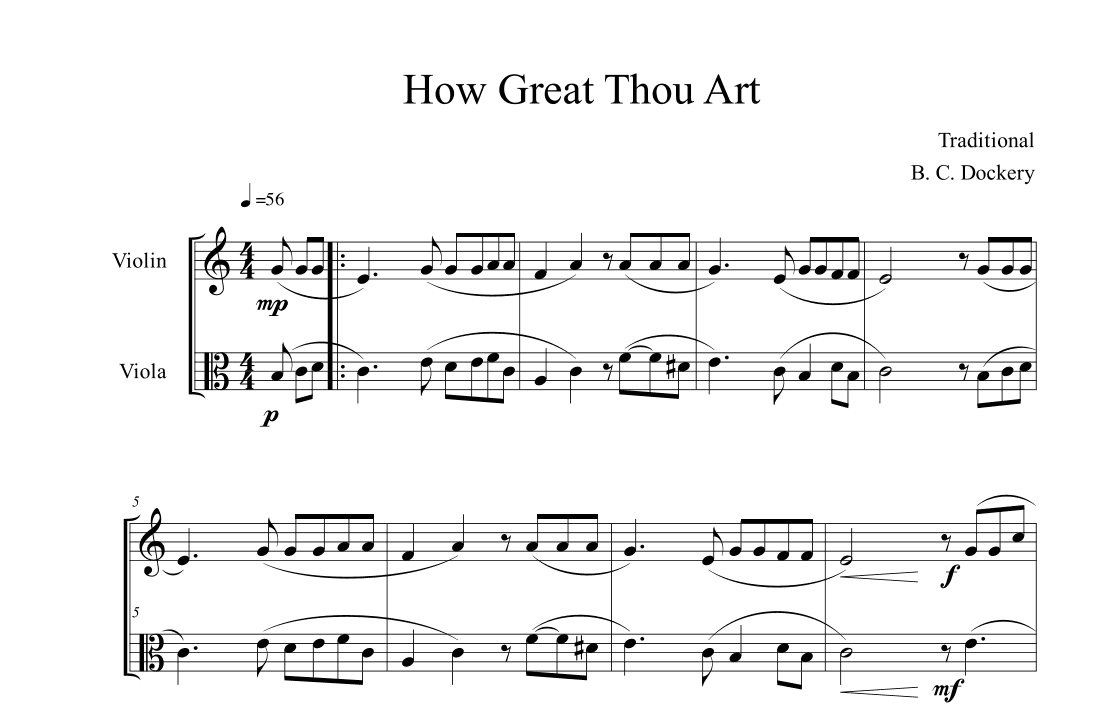 How Great Thou Art (Violin and Viola Duet) (arr. B. C. Dockery)