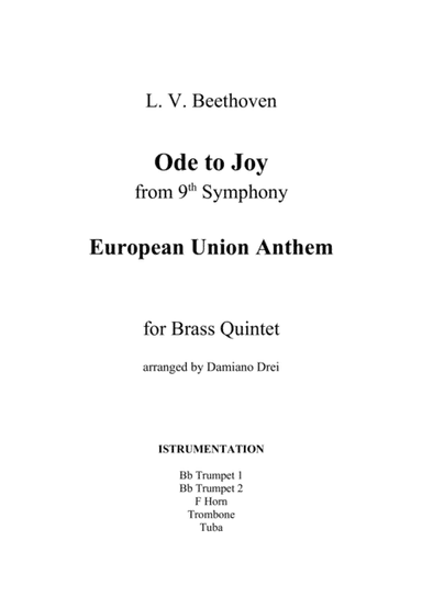Ode to Joy (Europe Anthem) for Brass Quintet (arr. Damiano Drei)