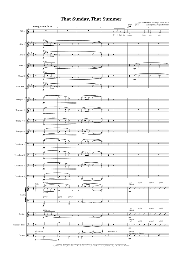 That Sunday That Summer (if I Had To Choose) (arr. Daryl McKenzie)