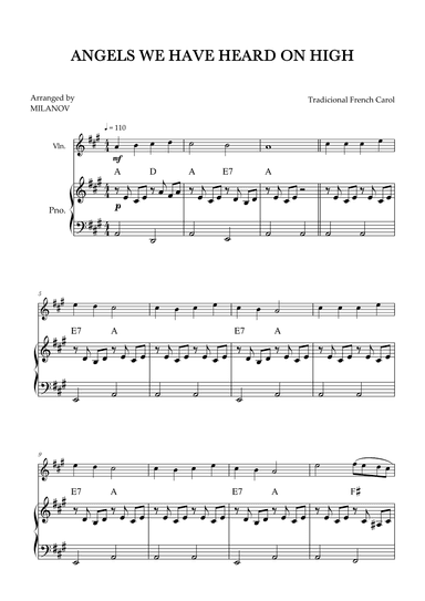 Angels We Have Heard on High | Christmas song | violin | easy beginner | Chords (arr. Milanov)