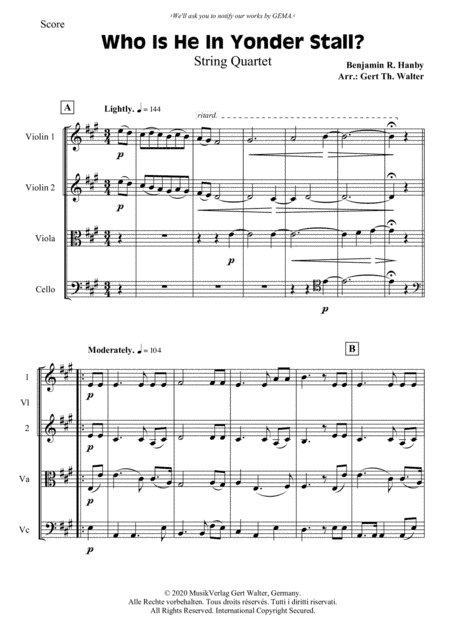 Who Is He In Yonder Stall? (arr. Gert Th. Walter)