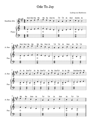 Ode To Joy - Sax Alto e Piano (Notes) (arr. Neuzélio Mendes)