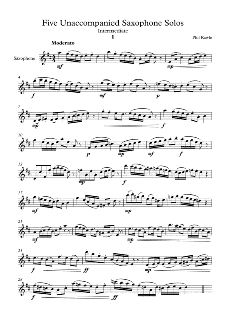 Five Unaccompanied Saxophone Solos  - Intermediate