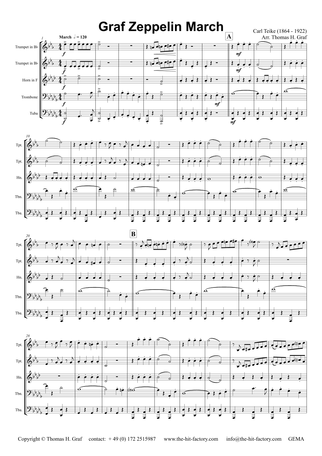Graf Zeppelin Marsch - The Conqueror - Brass Quintet - Db (arr. Thomas H. Graf)