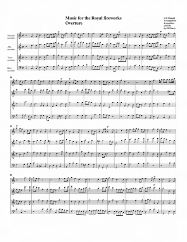 Overture to Music for the Royal fireworks (arrangement for 4 recorders) (arr. Gil Garty)
