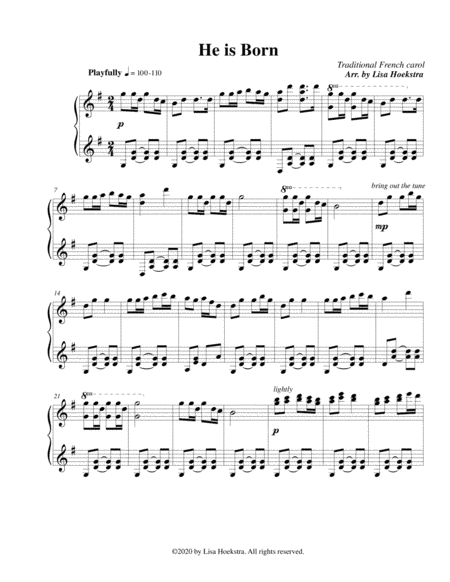He is Born (arr. Lisa Hoekstra)