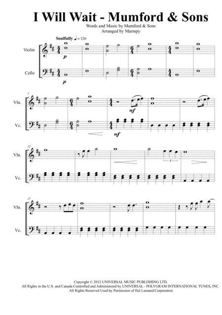 I Will Wait (arr. Marmpy)