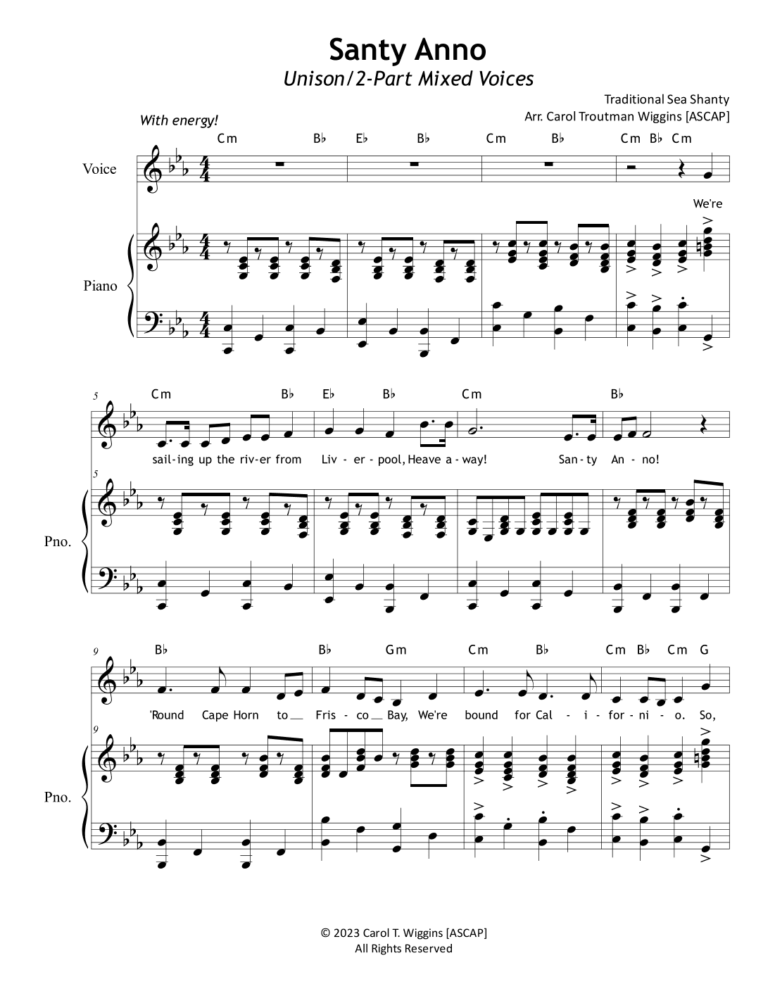 Santy Anno (Unison/2-Part) (arr. Carol Troutman Wiggins)