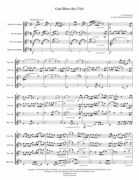 God Bless The U.s.a. (arr. Steve Winstead)