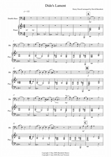 Dido's Lament for Double Bass and Piano (arr. David Burndrett)