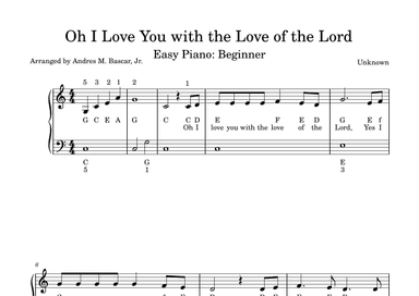 Oh I Love You with th Love of the Lord (arr. Andres Montecillo Bascar, Jr.)