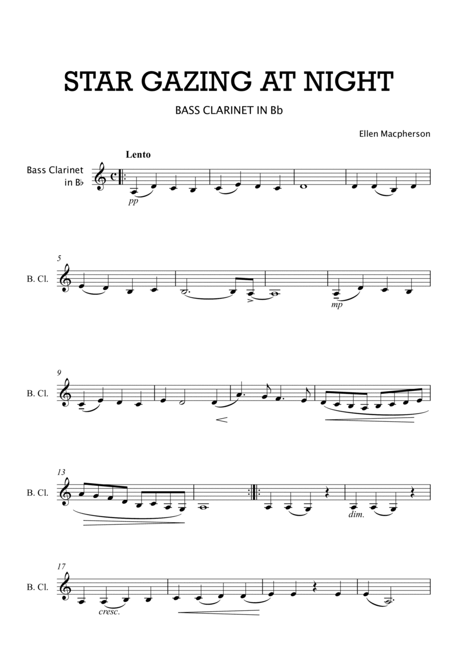 STARGAZING BY NIGHT for Bass Clarinet by Ellen Macpherson