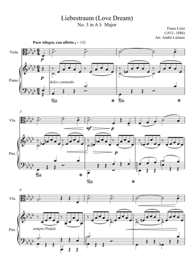 Franz Liszt - Lieberstraum (Love Dream) - Viola Solo (arr. André Laitano)