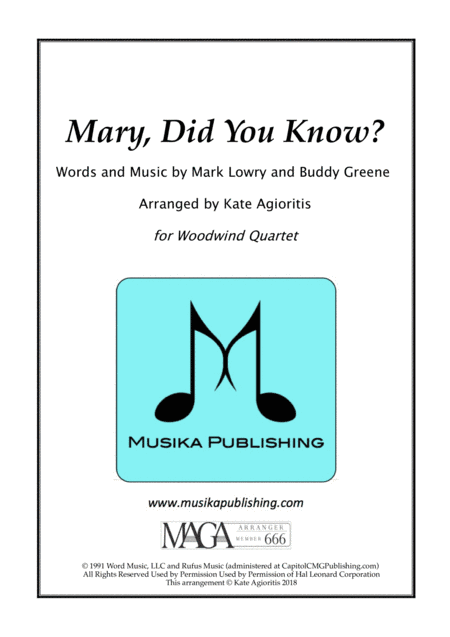 Mary, Did You Know? (arr. Kate Agioritis)