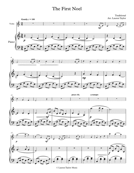 The First Noel - Violin and Piano (arr. Lauren Taylor)