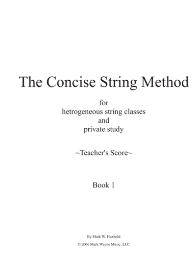 The Concise String Method, Book 1- Teacher's Score