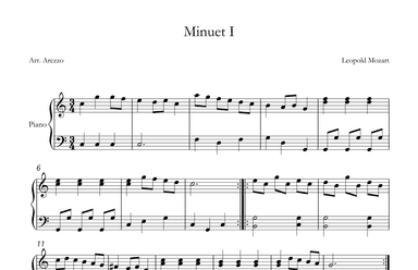 leopold mozart minuet I - notebook for wolfgang - piano sheet music (arr. Arezzo Music)