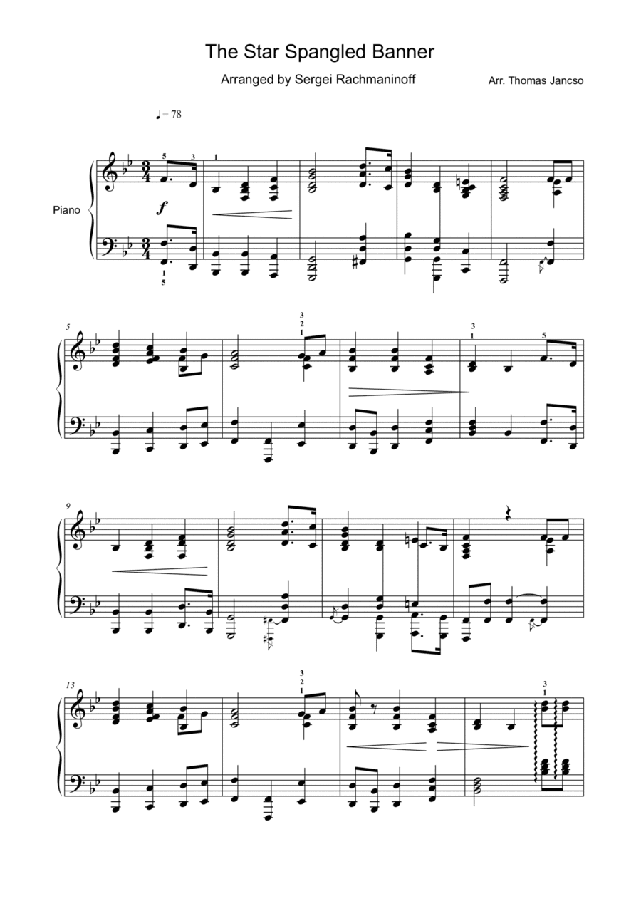 The Star-Spangled Banner  (Rachmaninoff) (arr. Thomas Jancso)