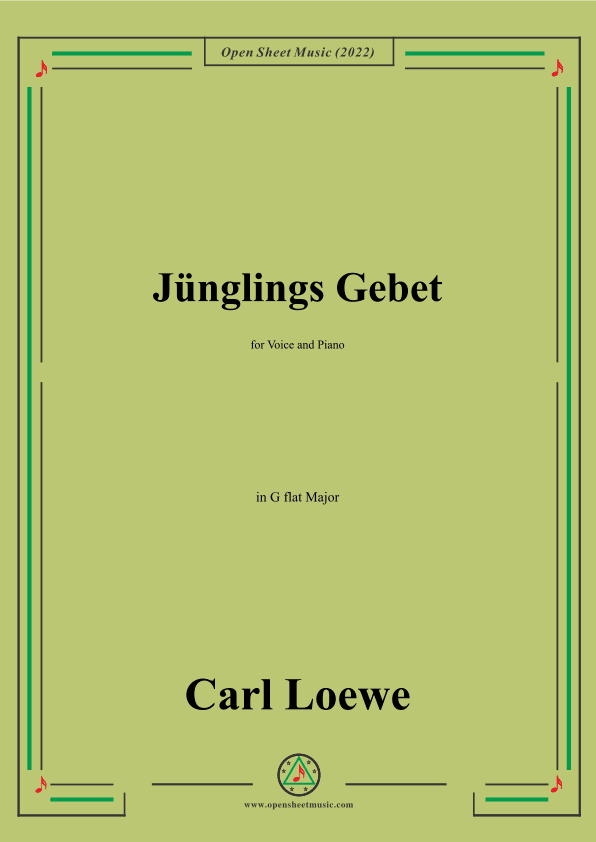 Loewe-Junglings Gebet,in G flat Major,for Voice and Piano (arr. OSM Press)
