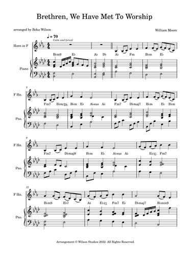 Brethren, We Have Met To Worship--horn solo (arr. Beka Wilson)