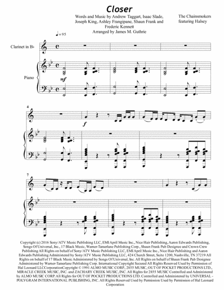 Closer (arr. James M. Guthrie, ASCAP)