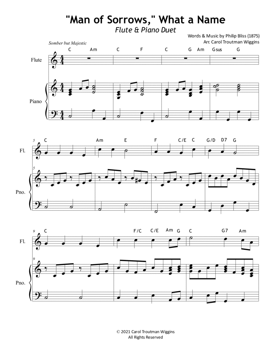 "Man of Sorrows," What A Name (Flute & Piano) (arr. Carol Troutman Wiggins)