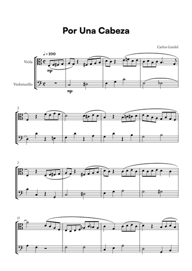 Carlos Gardel - Por Una Cabeza for Viola and Cello (arr. Cadenza Editions)