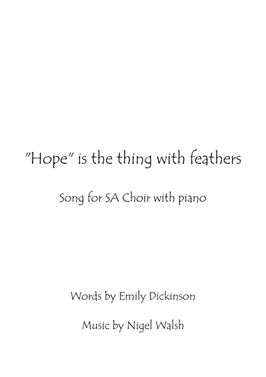 Hope is the thing with feathers