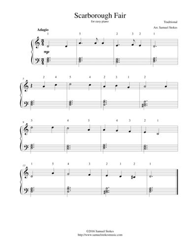 Scarborough Fair - for easy piano (arr. Samuel Stokes)